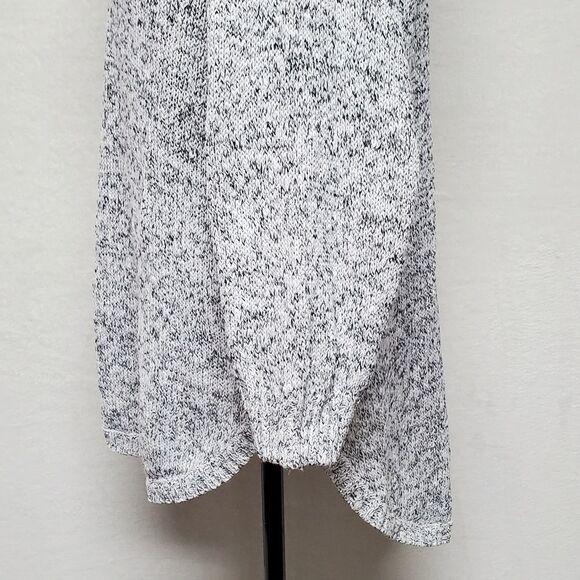 VINTAGE 1970s Erika Gray Black Speckle Knit High Low V-neck Wide Belt Dress M - Picture 9 of 14